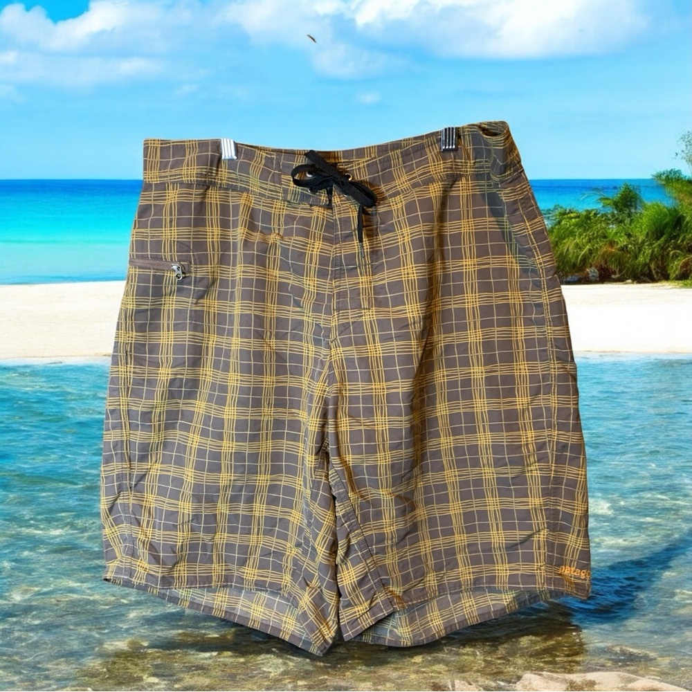 Patagonia Brown and Yellow Checkered Shorts
